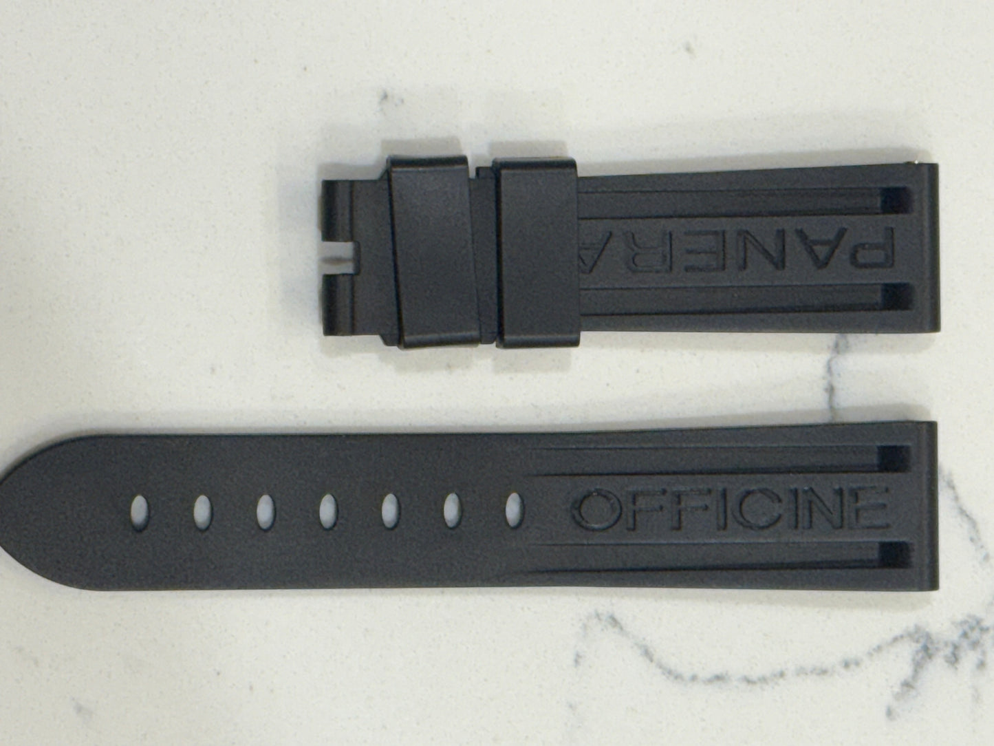 Panerai 22MM Black Rubber Caoutchouc Logo Strap (22/20MM)