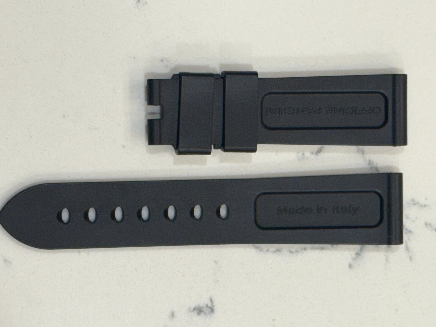 Panerai 22MM Black Rubber Caoutchouc Logo Strap (22/20MM)