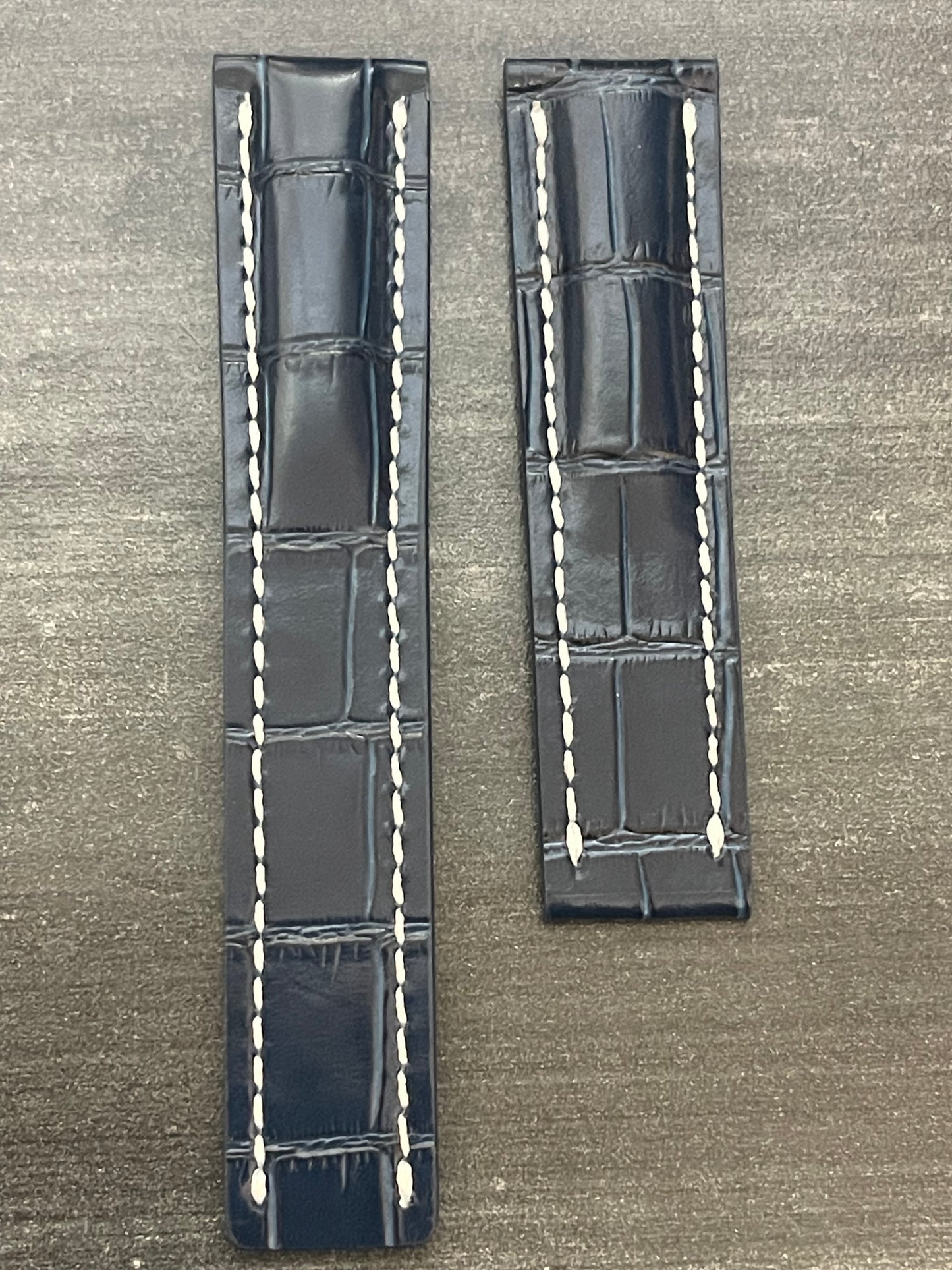 Breitling OEM 22MM Blue Alligator Deployment Strap 22-20MM