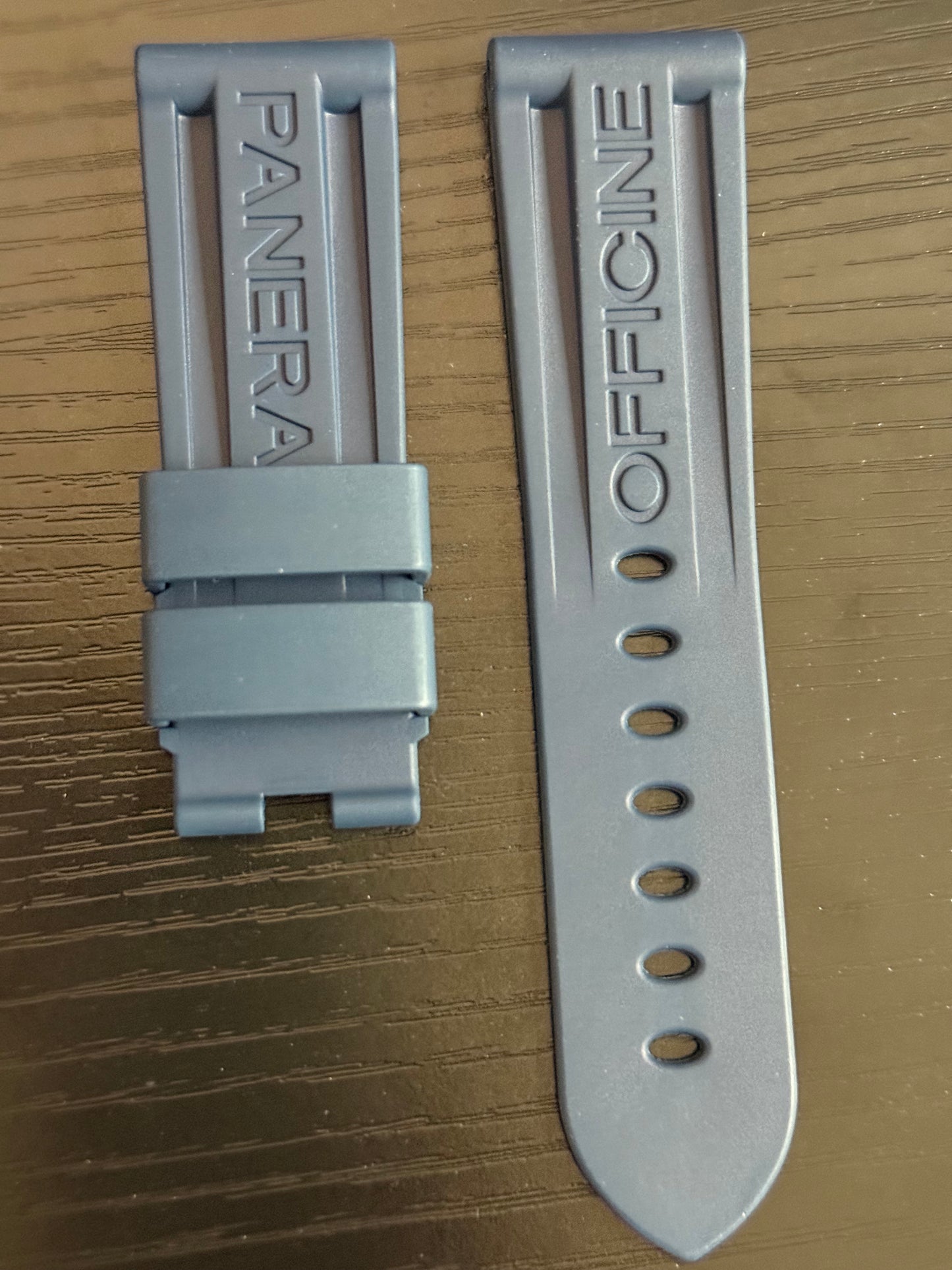 Panerai 24MM Navy Blue Rubber Caoutchouc Logo Deployant Strap (24/22MM)