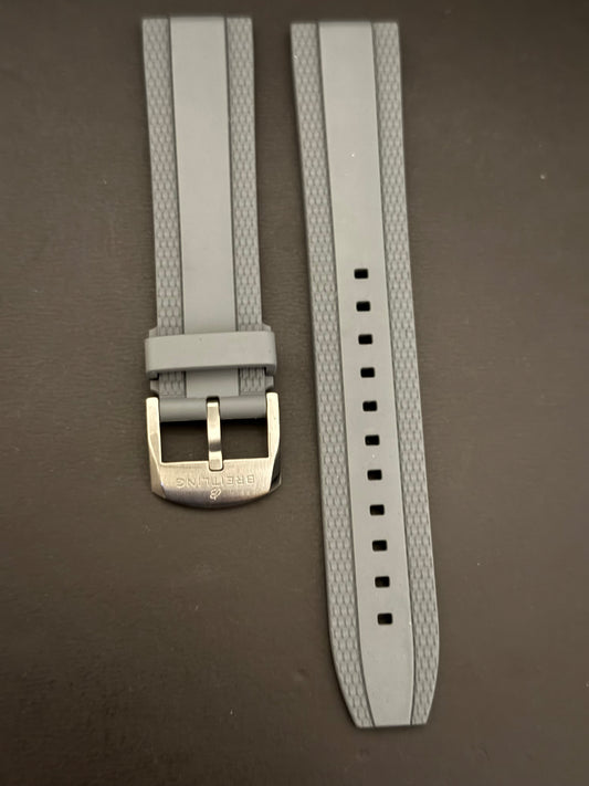Breitling OEM 20MM Diver Pro Gray Rubber Strap w/ OEM Tang Buckle