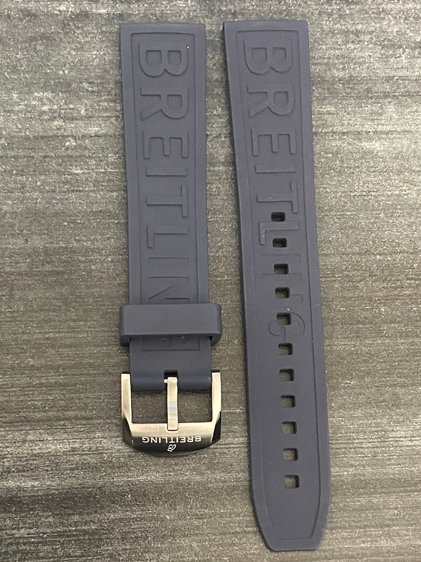 BREITLING OEM 20MM Diver Pro Navy Blue Rubber Strap w/ 18MM OEM Tang Buckle (20-18MM)