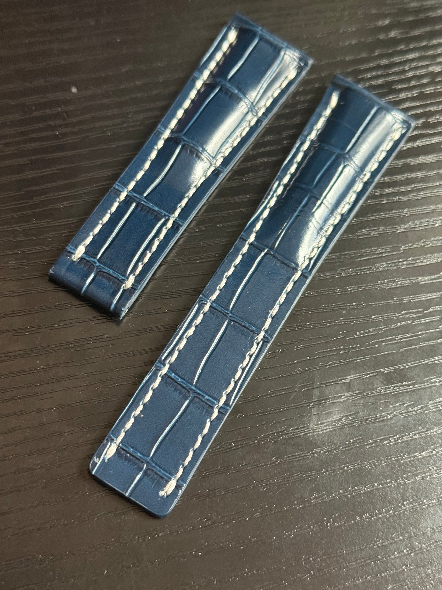 Breitling OEM 24MM Blue Alligator Deployment Strap 24-20MM