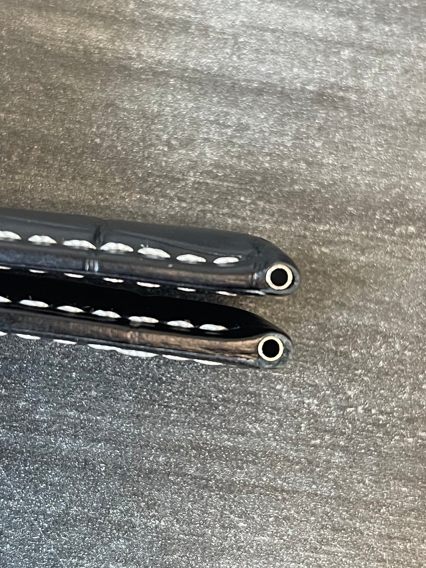 Panerai 22MM Black Alligator OEM Tang Strap w White Stitch (22/20MM)