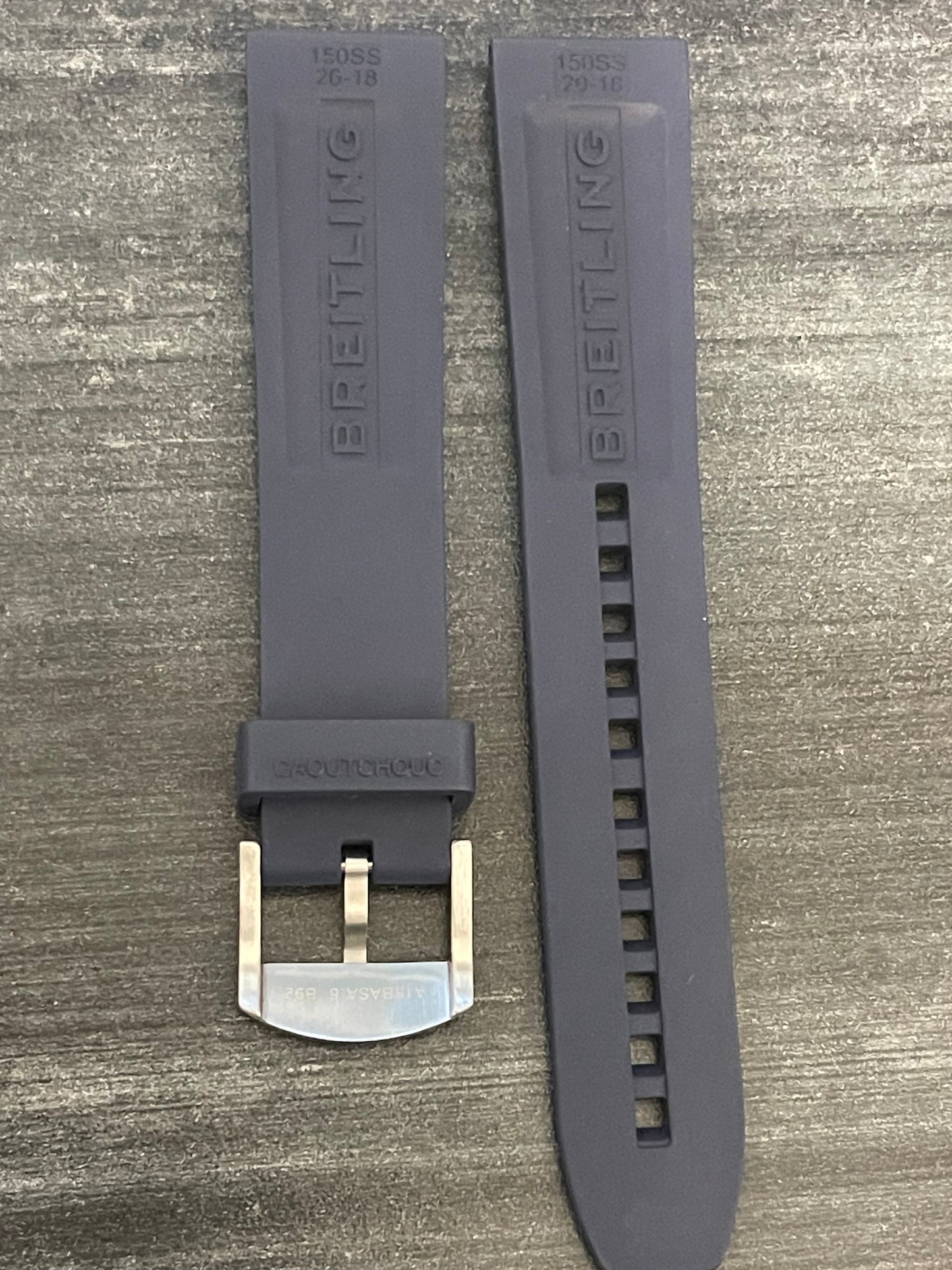 BREITLING OEM 20MM Diver Pro Navy Blue Rubber Strap w/ 18MM OEM Tang Buckle (20-18MM)