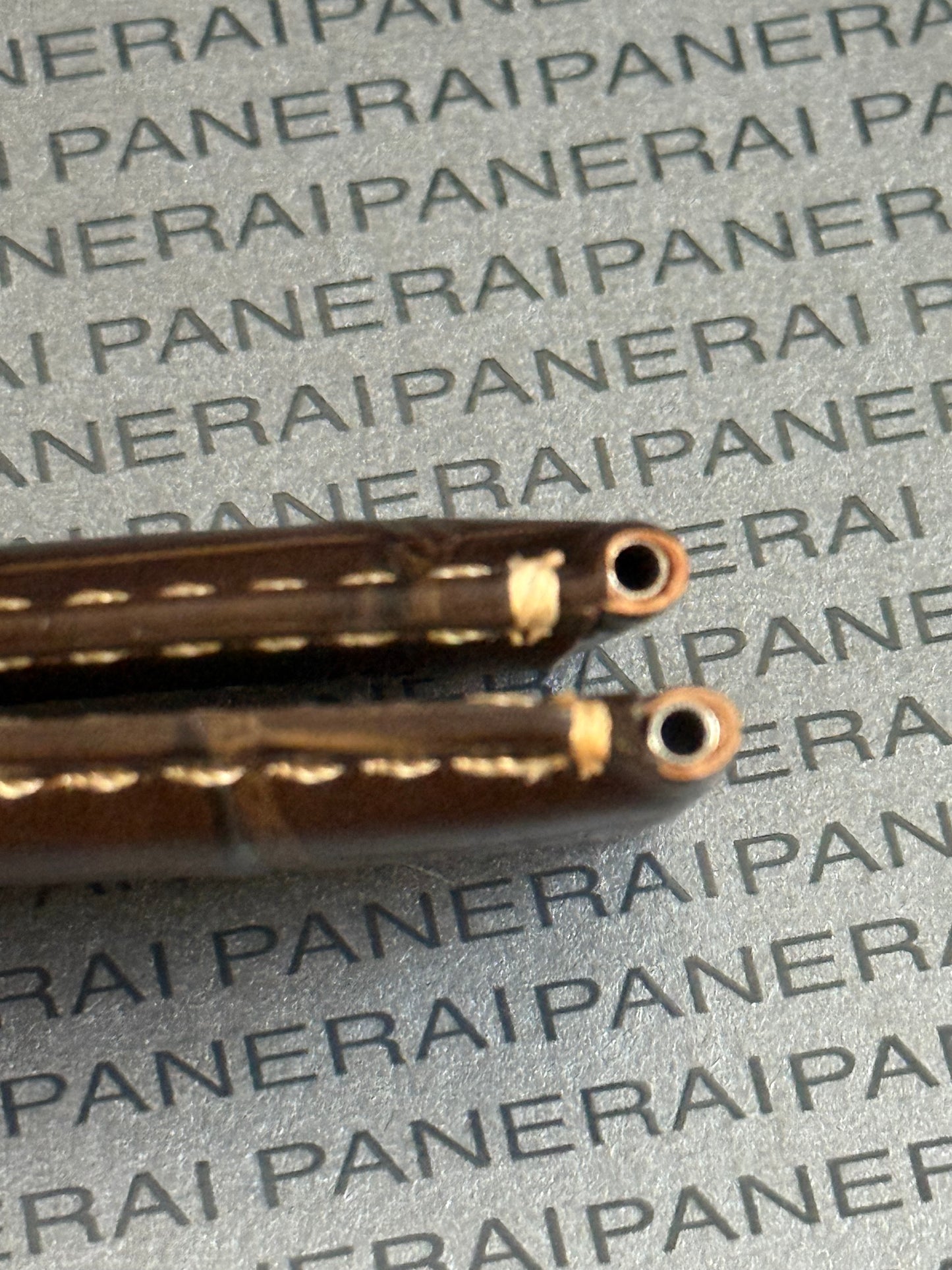 Panerai XL Dark Brown (Mocha) Alligator OEM Strap w Beige Stitching for Deployant Buckle (24/22MM)