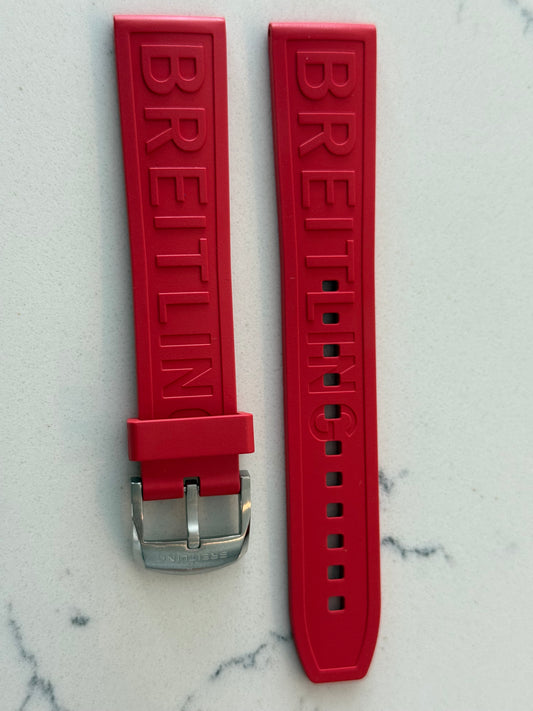 Breitling OEM 20MM Diver Pro Red Rubber Strap w/ OEM Tang Buckle