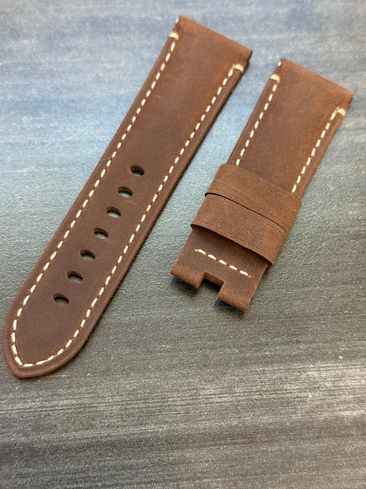 Panerai 24MM Dark Brown Suede Deployant Strap (24/22MM)