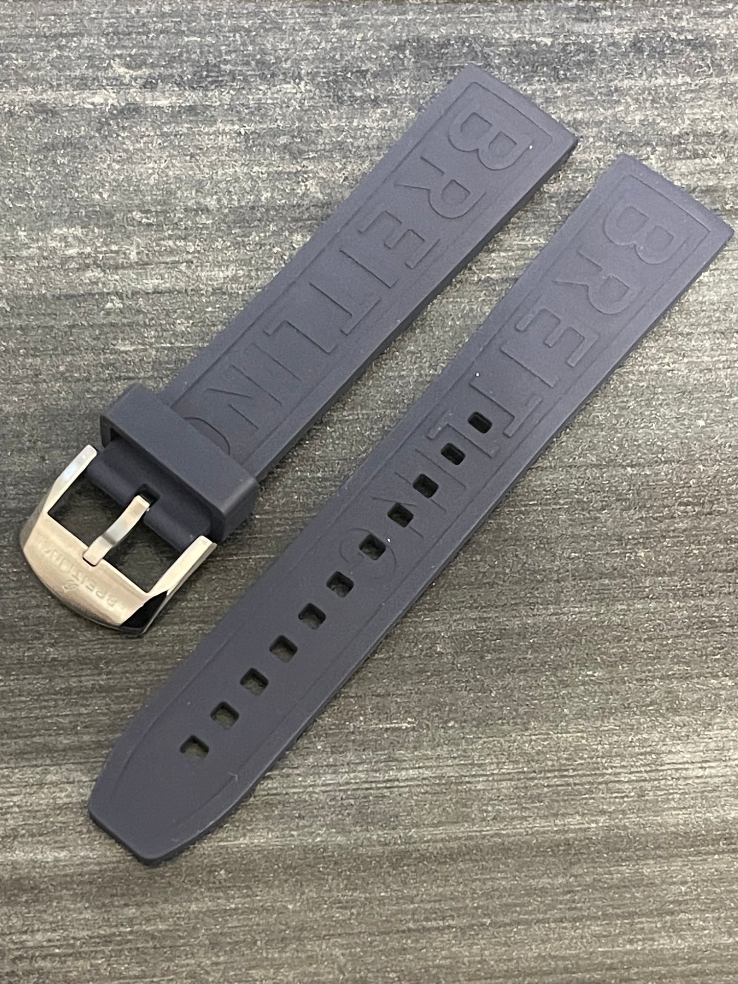 BREITLING OEM 20MM Diver Pro Navy Blue Rubber Strap w/ 18MM OEM Tang Buckle (20-18MM)
