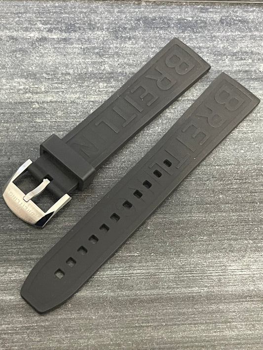 BREITLING OEM 20MM Diver Pro Black Rubber Strap w/ 18MM OEM Tang Buckle (20-18MM)