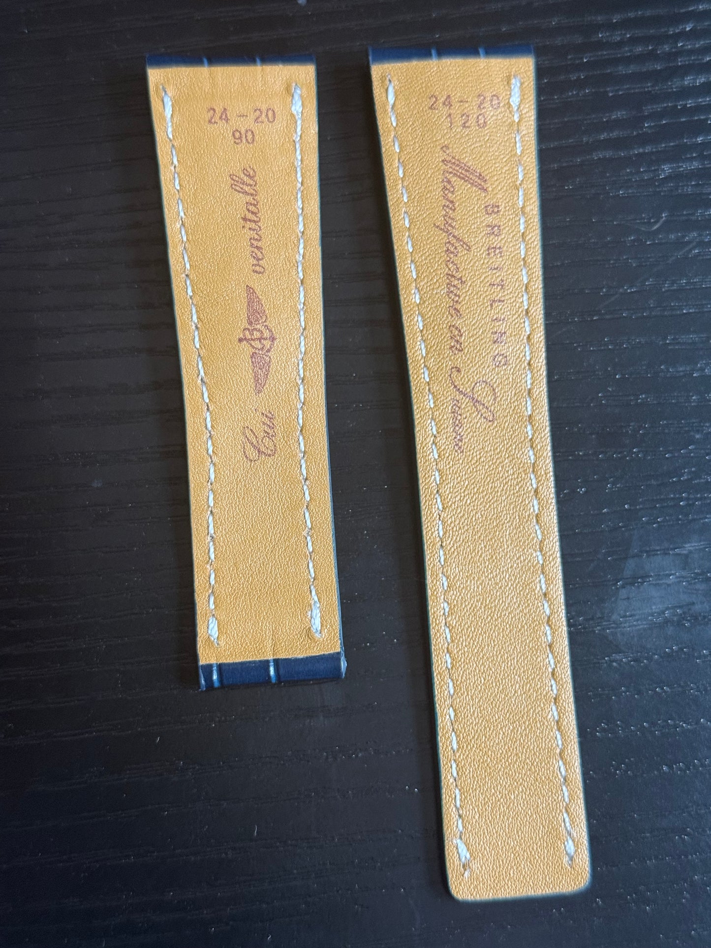 Breitling OEM 24MM Blue Alligator Deployment Strap 24-20MM