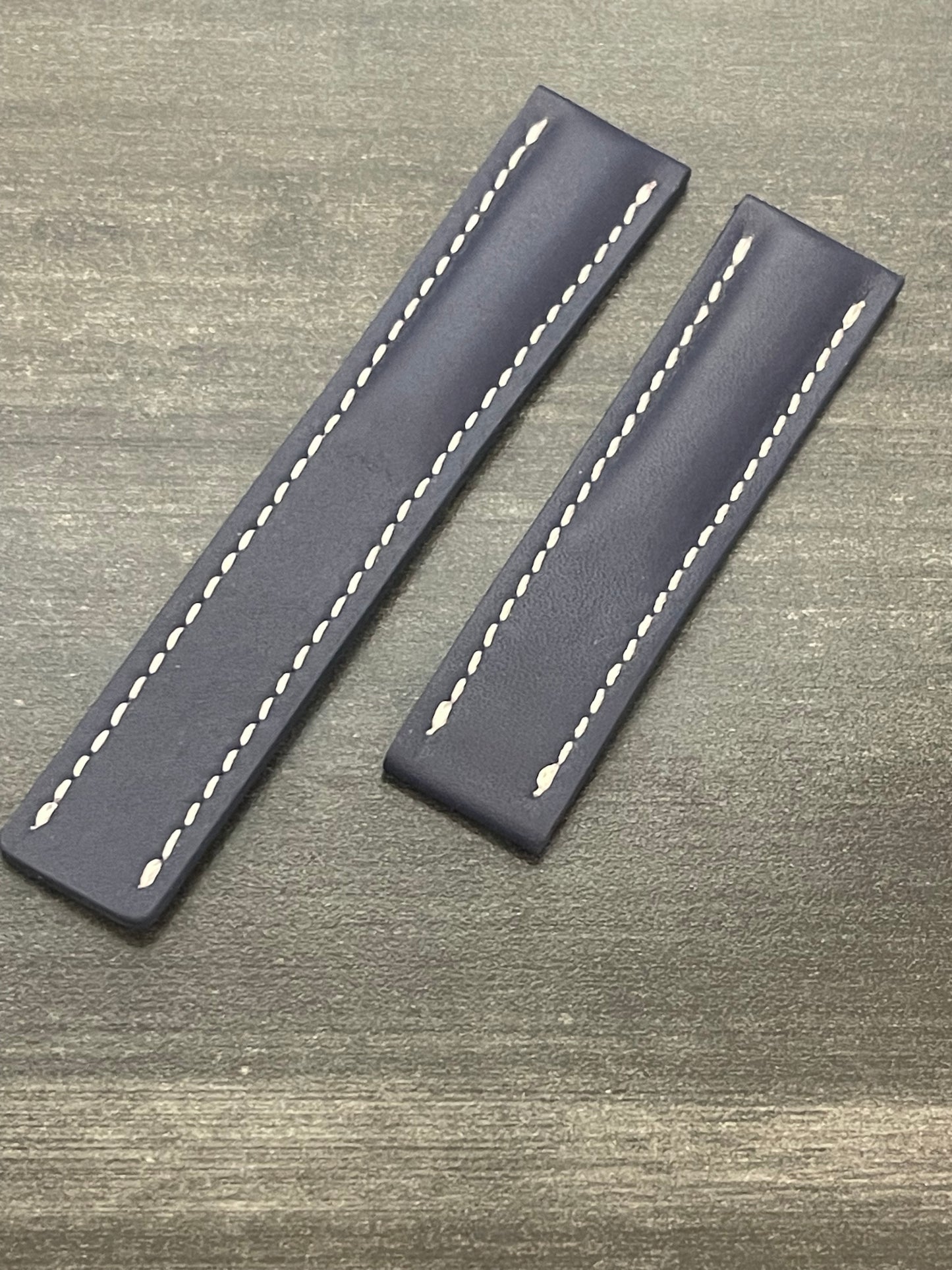 Breitling OEM 22MM Blue Leather Deployment Strap 22-20MM