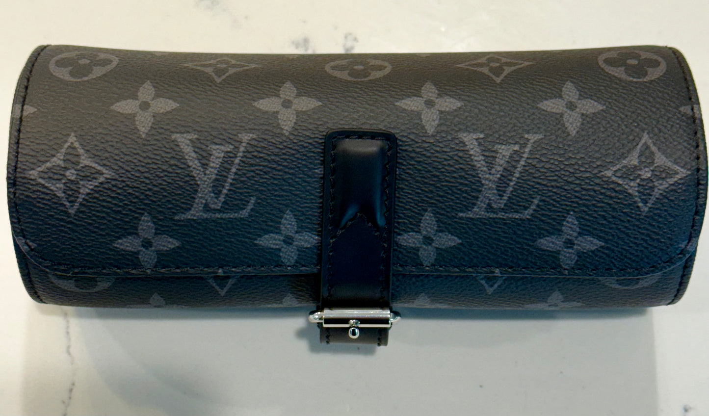 Louis Vuitton Monogram Eclipse Black 3 Watch Case M43385 Retails $1,220