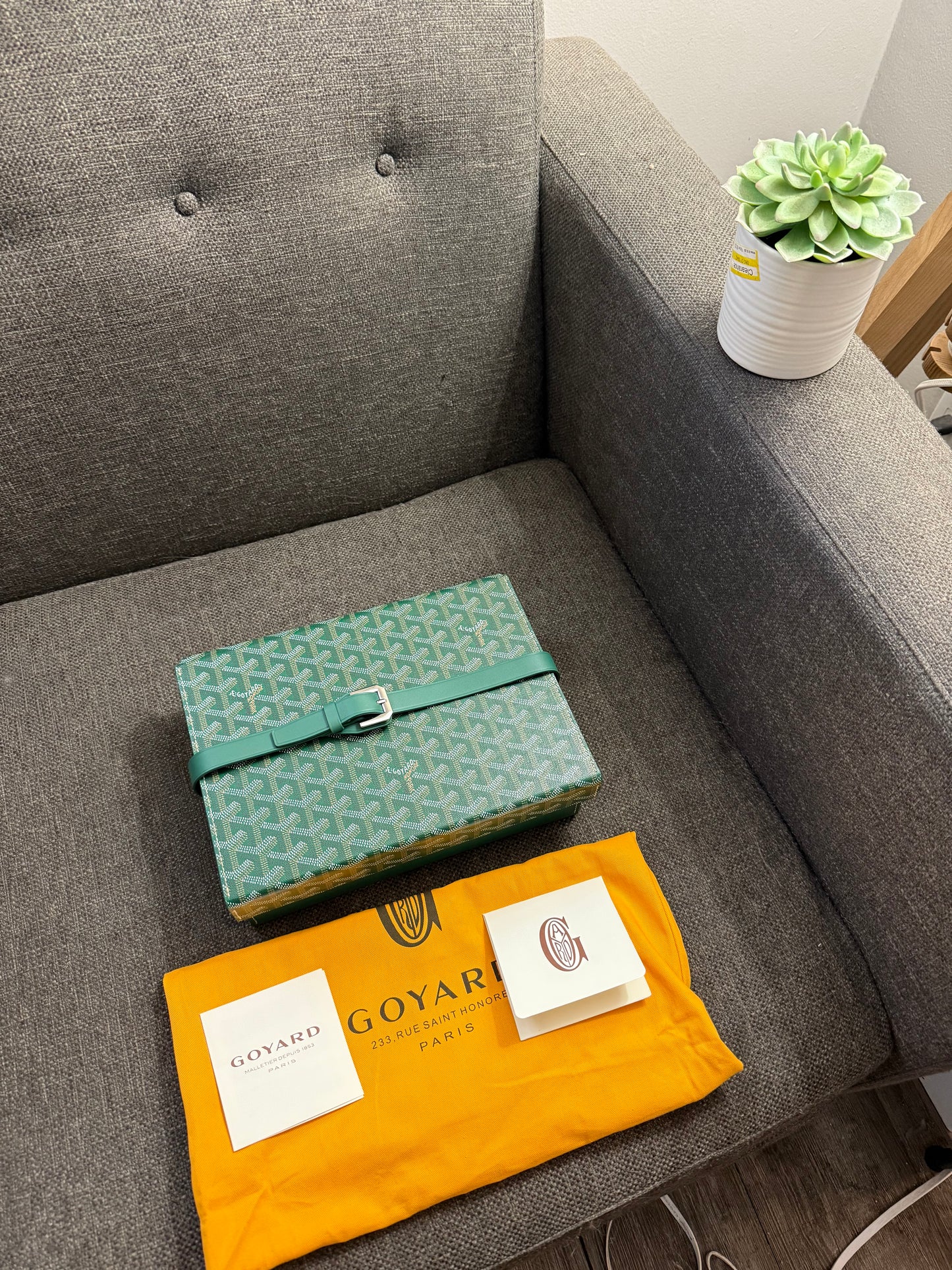 New GOYARD 8 Watch Travel Home Decor Case In Green Coated Canvas Calfskin