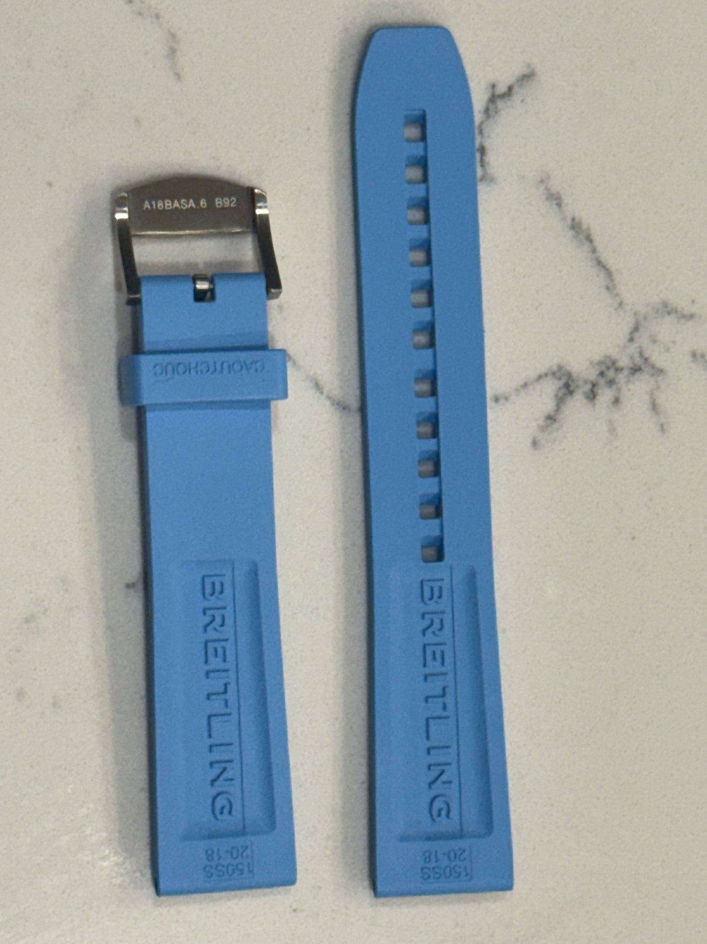 Breitling OEM 20MM Diver Pro Light Blue Rubber Strap w/ OEM Tang Buckle (20/20MM)