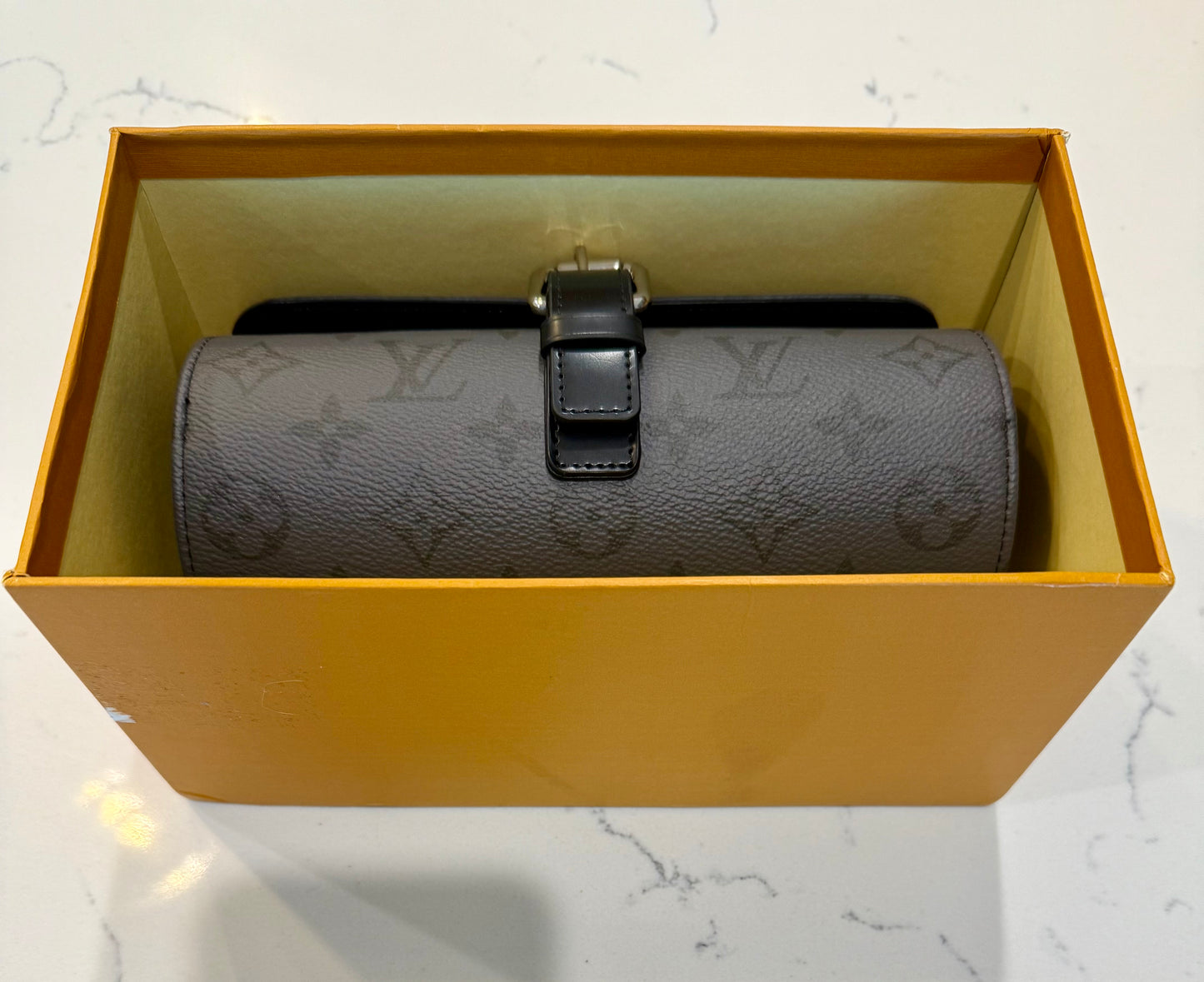 Louis Vuitton Monogram Eclipse Gray 3 Watch Case M43385 Retails $1,220