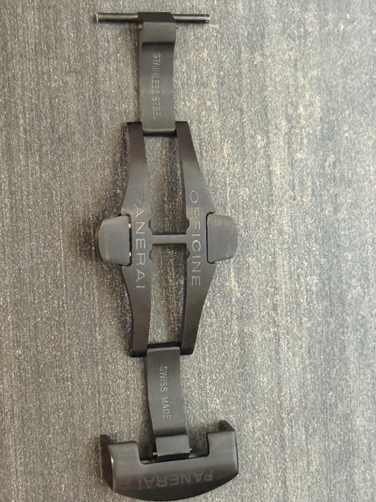 Panerai 22MM PVD Black Brushed Stainless Steel Deployant Clasp for 26 or 24MM Straps