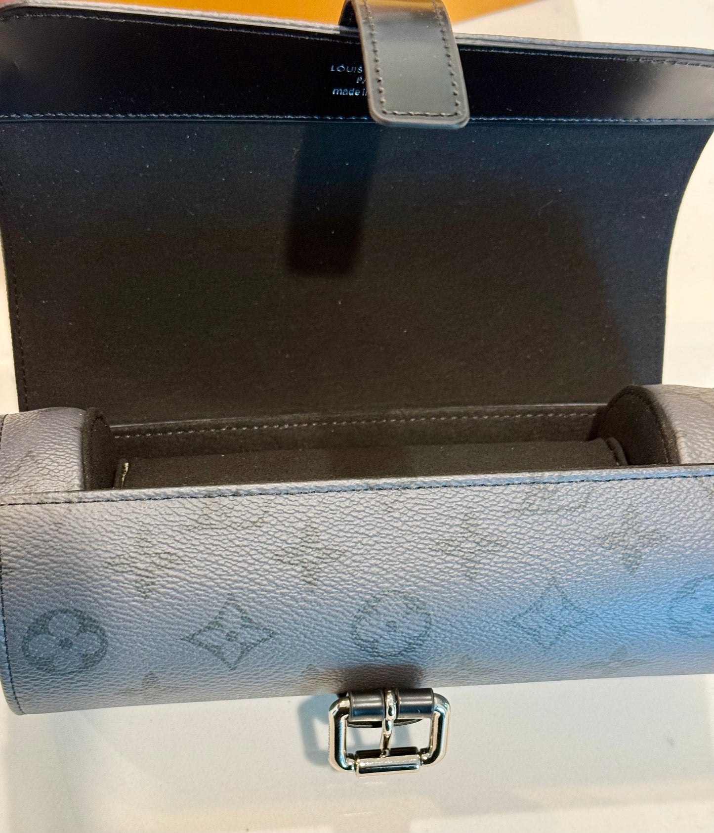 Louis Vuitton Monogram Eclipse Gray 3 Watch Case M43385 Retails $1,220