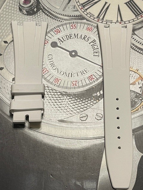 White Audemars Piguet Royal Oak strap 26x18MM OEM rubber deployant clasp