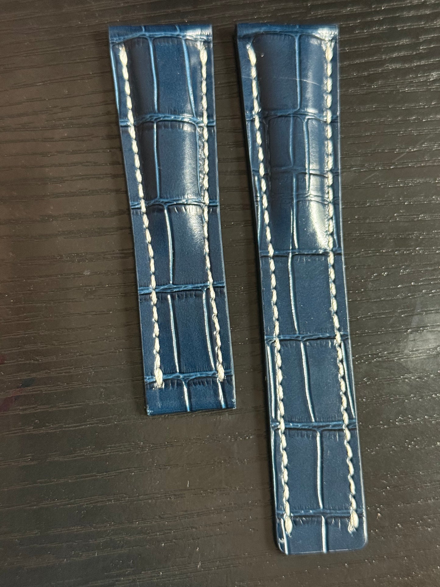 Breitling OEM 24MM Blue Alligator Deployment Strap 24-20MM