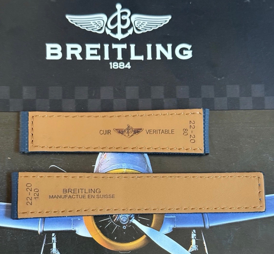 New Breitling Navy Canvas Deployant Strap 22-20MM strap Width 120/80MM Length