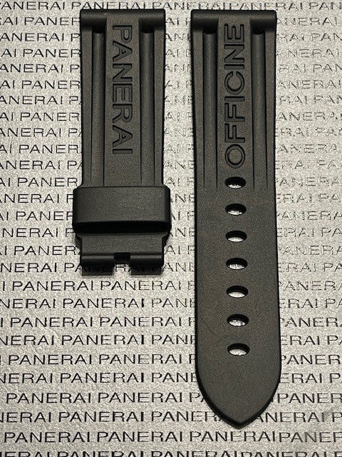 Panerai 22mm Black Rubber Caoutchouc Logo Tang Strap 22 20MM