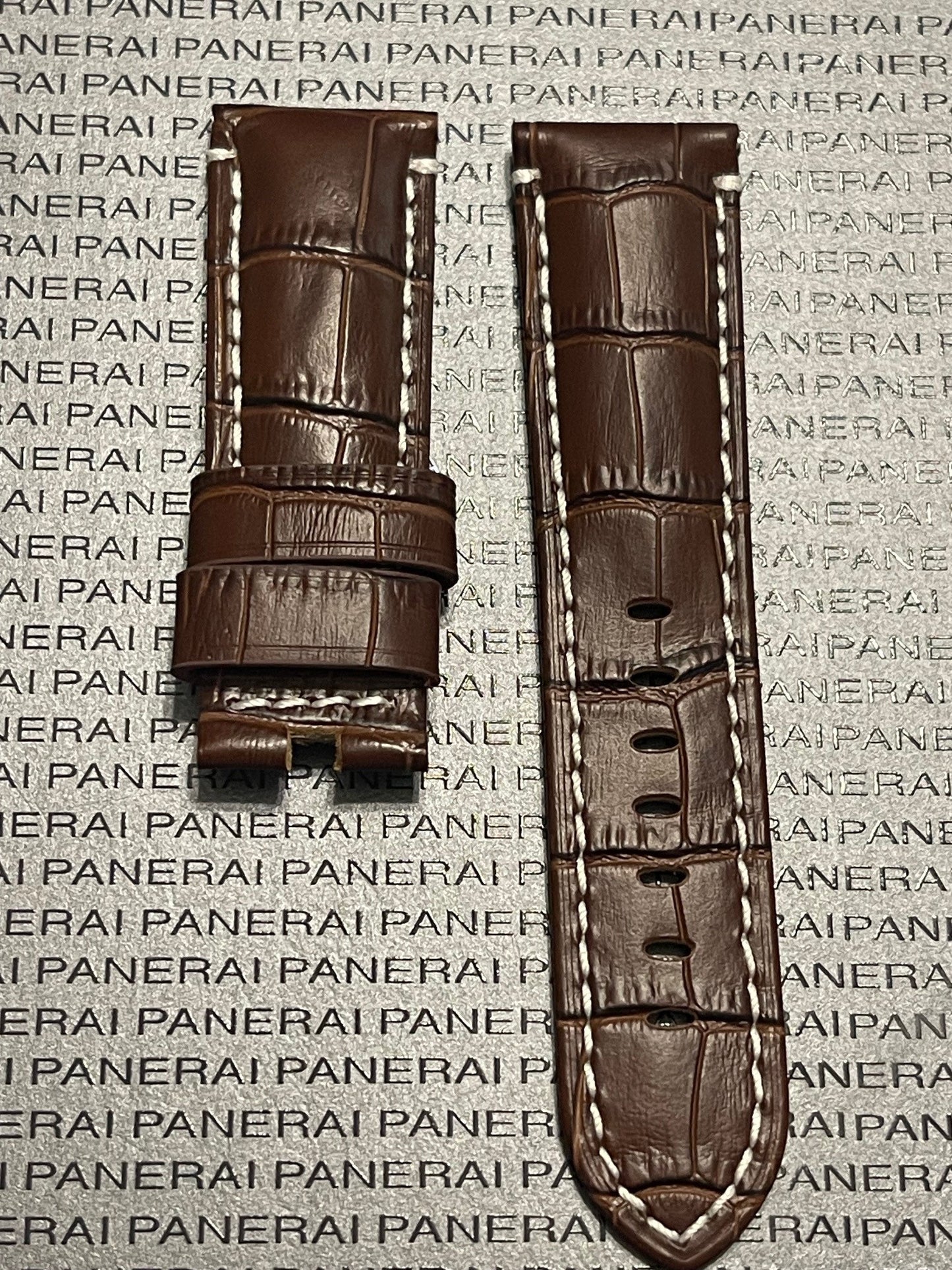 Panerai Brown Alligator OEM Strap 24mm Lug for Deployant Clasp (24/22MM)