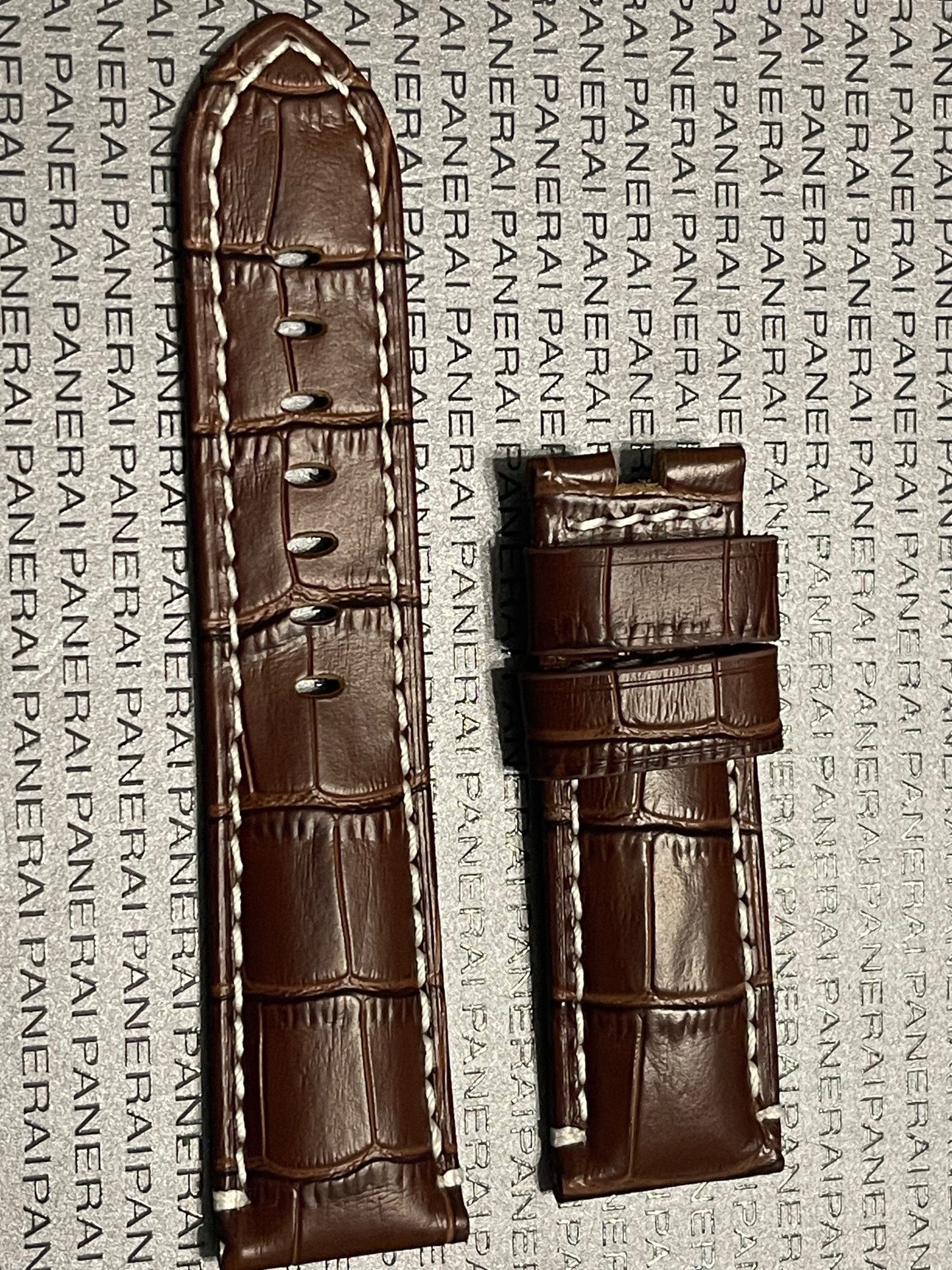 Panerai Brown Alligator OEM Strap 24mm Lug for Deployant Clasp (24/22MM)
