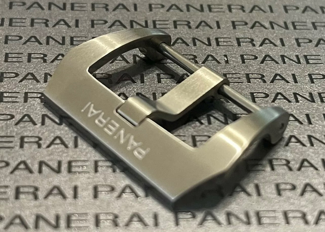 Panerai 22MM Pre V brushed tang buckle for luxury watch straps.