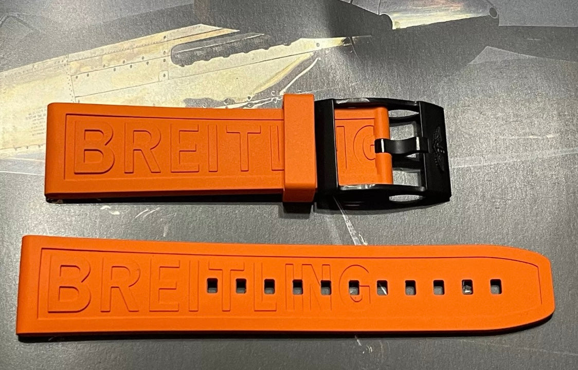 NEW 22MM OEM BREITLING ORANGE DIVER PRO RUBBER STRAP 22-20 W/ PVD BUCKLE