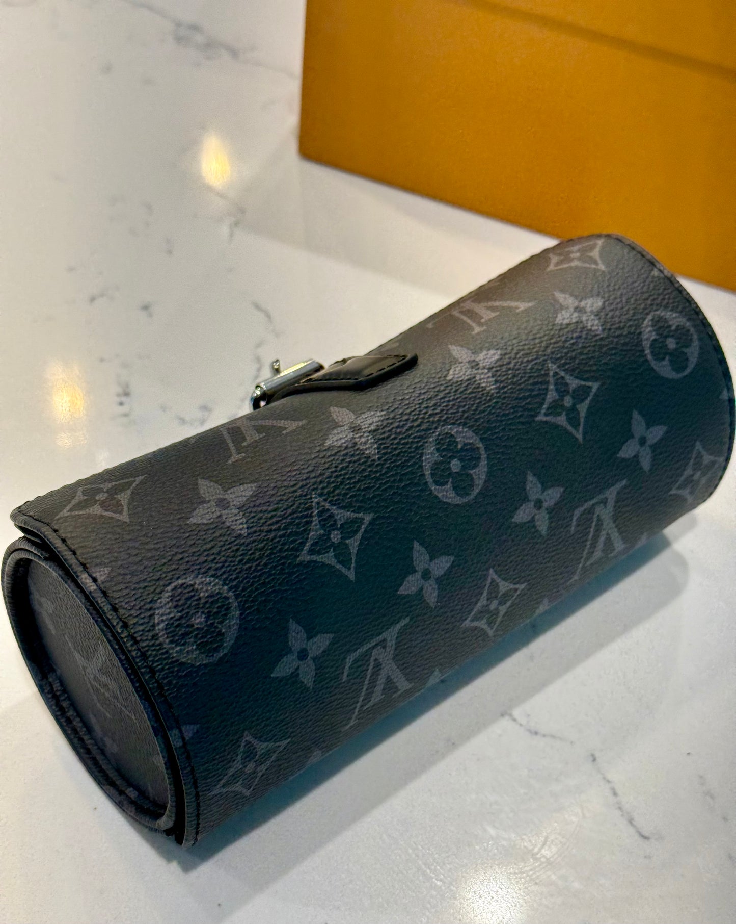 Louis Vuitton Monogram Eclipse Black 3 Watch Case M43385 Retails $1,220