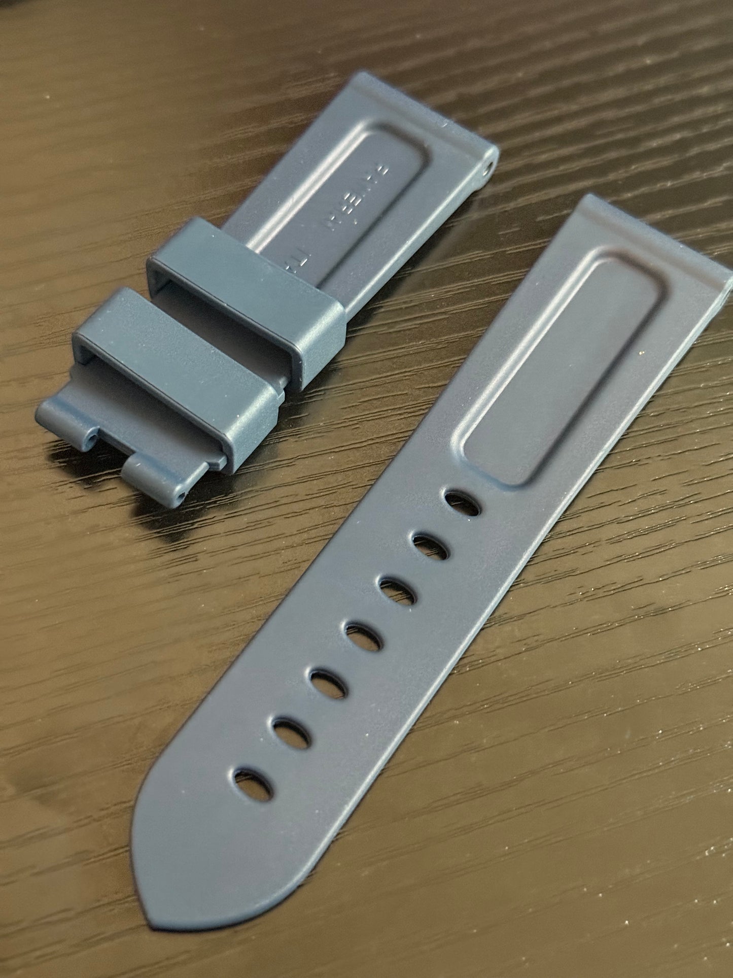 Panerai 24MM Navy Blue Rubber Caoutchouc Logo Deployant Strap (24/22MM)