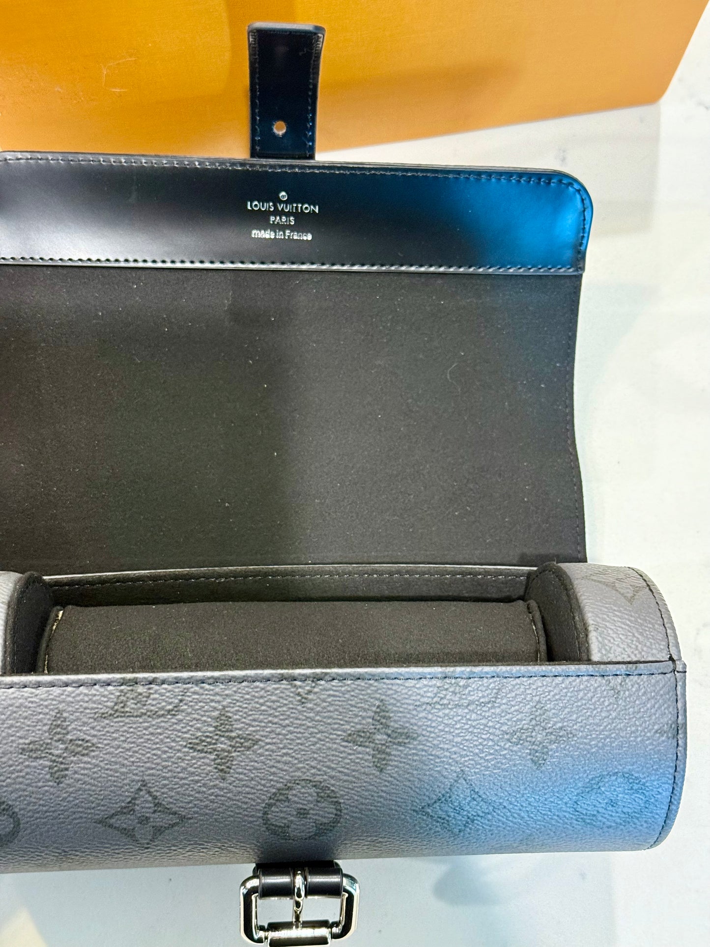 Louis Vuitton Monogram Eclipse Gray 3 Watch Case M43385 Retails $1,220