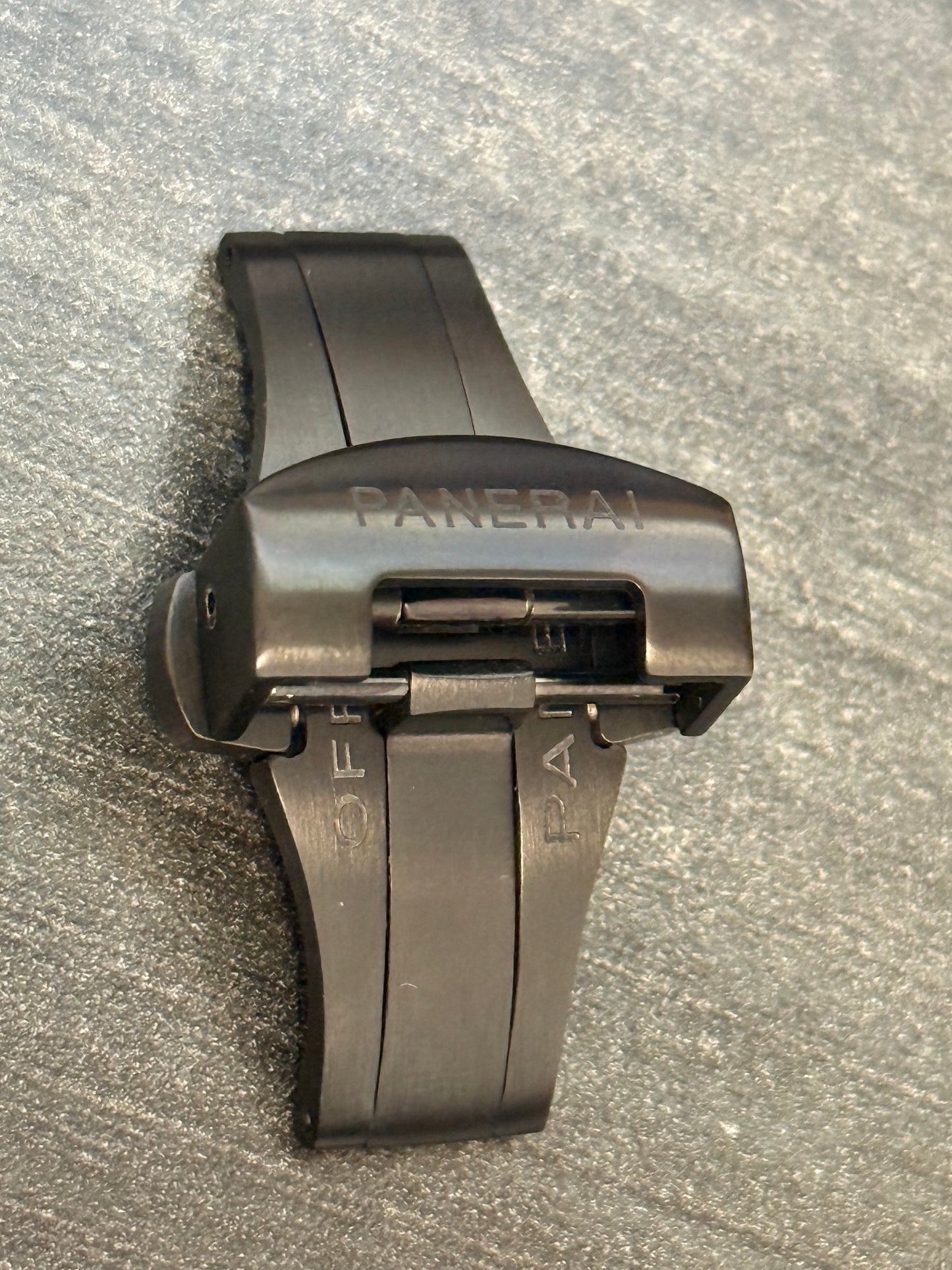 Panerai 22MM PVD Black Brushed Stainless Steel Deployant Clasp for 26 or 24MM Straps