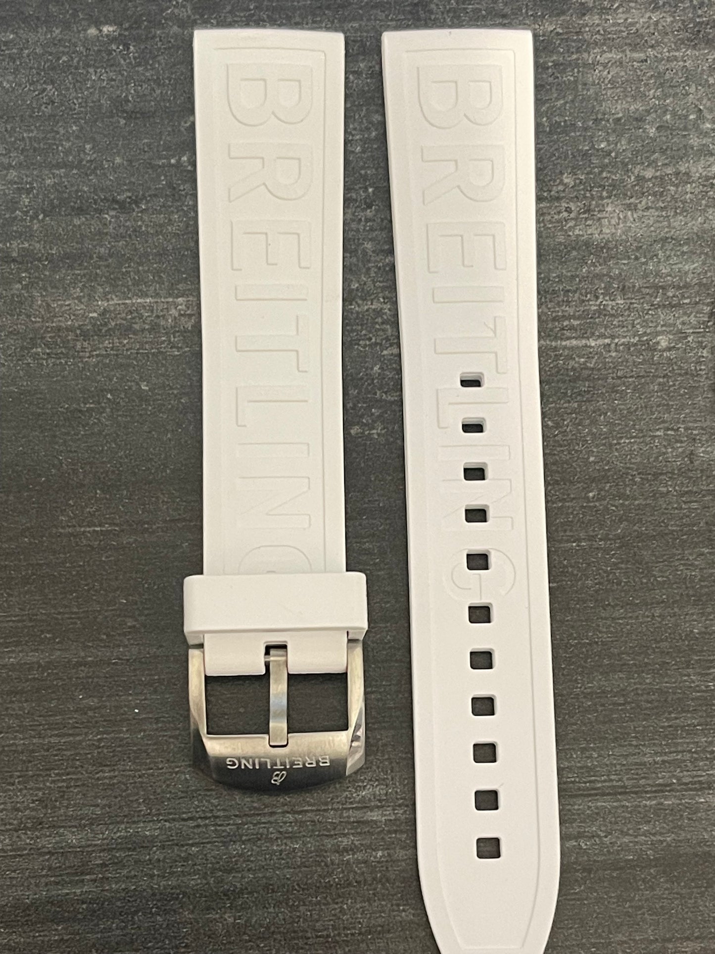 BREITLING OEM 20MM Diver Pro White Rubber Strap w/ 18MM OEM Tang Buckle (20-18MM)