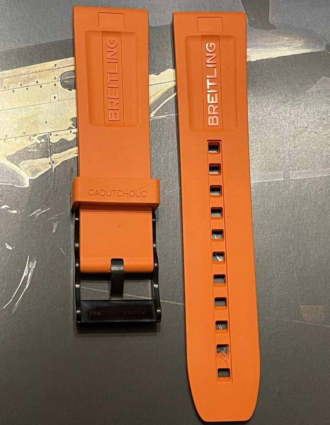 NEW 22MM OEM BREITLING ORANGE DIVER PRO RUBBER STRAP 22-20 W/ PVD BUCKLE