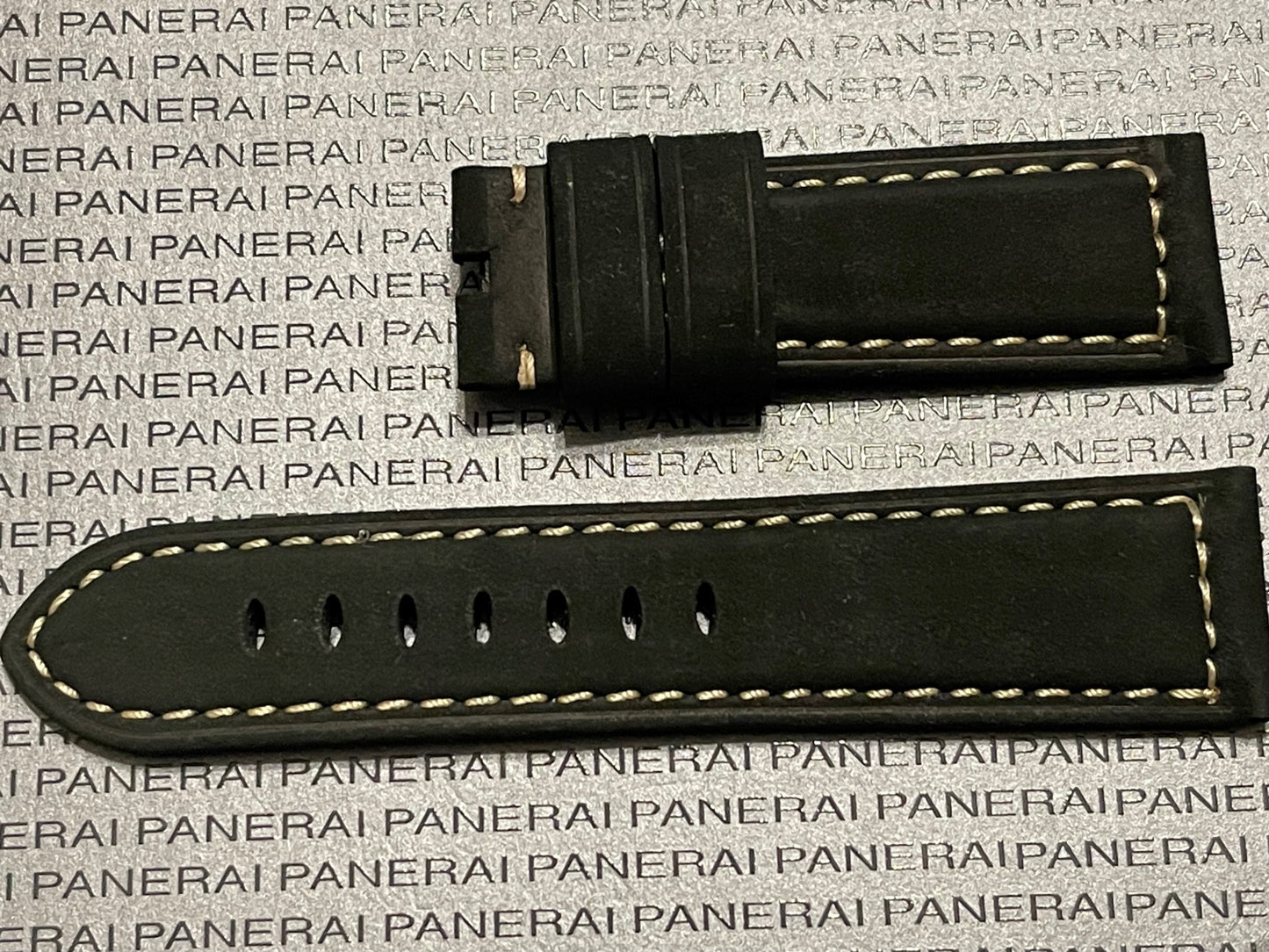 Panerai 24MM Black Suede OEM Strap for Tang Buckle (24/22MM)