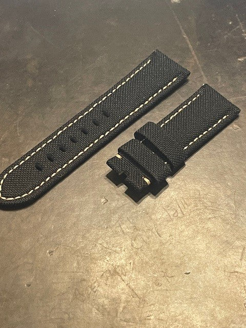 Panerai 24MM Black Nylon with Beige Stitching Tang Strap (24/22MM)
