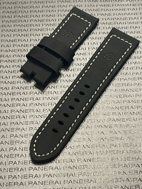 Panerai 26/22MM Black Suede Tang Strap ("OP" Design)