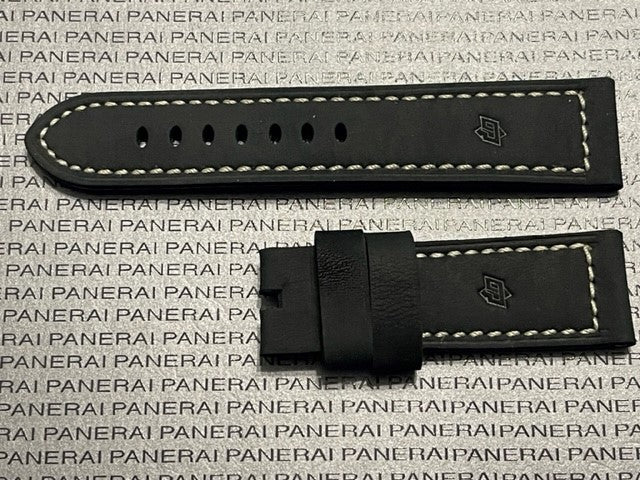 Panerai 26/22MM Black Suede Tang Strap ("OP" Design)