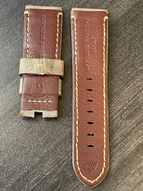 Panerai Gray Leather OEM Strap 24mm Lug for Deployant Buckle