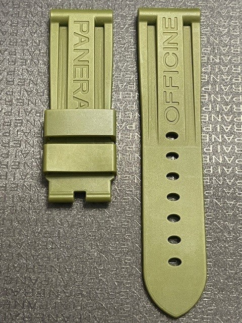 Panerai Green Rubber Logo Strap with 24mm size