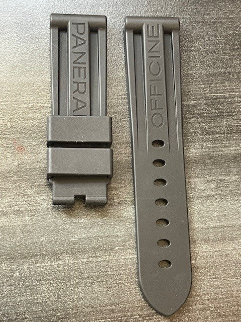 Panerai 24MM Black Rubber Caoutchouc Logo Tang Strap (24/22MM)