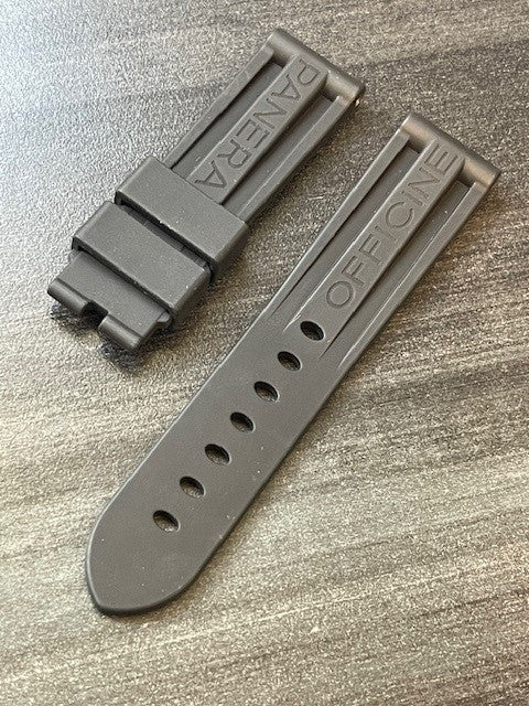 Panerai 24MM Black Rubber Caoutchouc Logo Tang Strap (24/22MM)