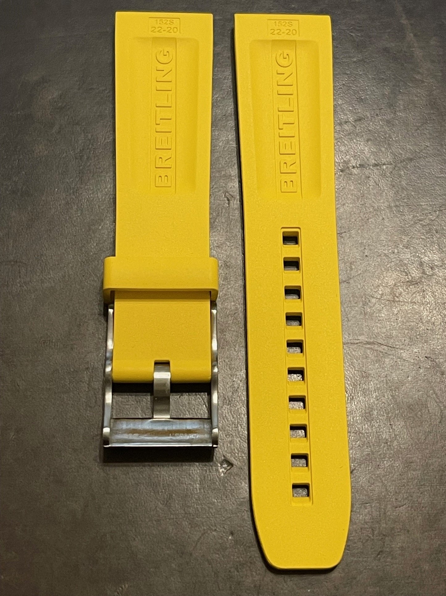 Breitling OEM 22MM Diver Pro Yellow Rubber Strap w/ OEM Tang Buckle