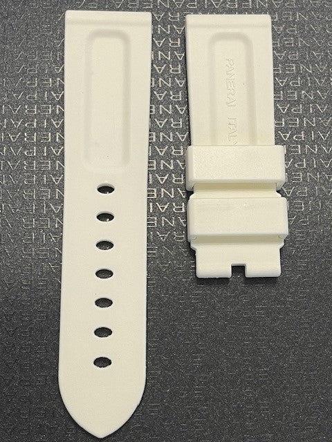 White Panerai rubber strap with deployant clasp for luxury watch models