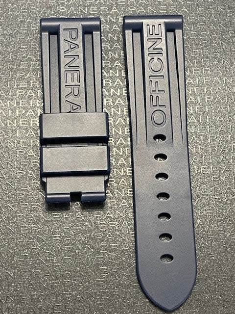 Panerai 24MM Navy Blue Rubber Caoutchouc Logo Strap (24/22MM)