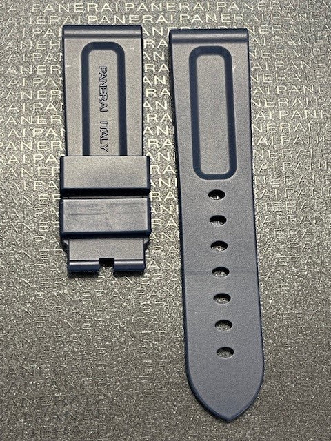 Black Panerai rubber strap with tang buckle for luxury watches
