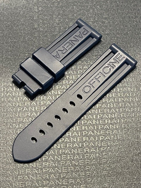 Panerai 24MM Navy Blue Rubber Caoutchouc Logo Strap (24/22MM)