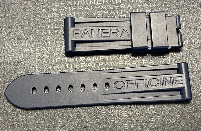 Panerai Rubber Strap 24MM Black Caoutchouc Logo Tang (24/22MM)